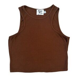 Princess Polly Brown Ribbed Crop Top 🤎
